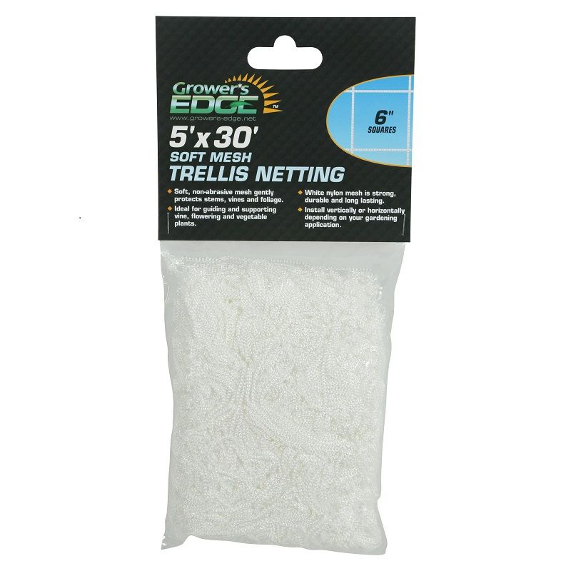 Grower's Edge Soft Mesh Trellis Netting 5'x30' (6” Squares)