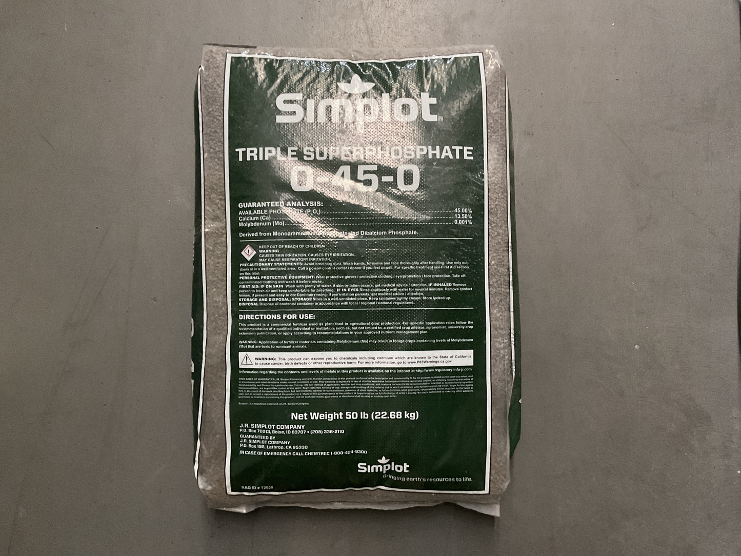 Simplot Triple Superphosphate 0-45-0 (50 Lb)
