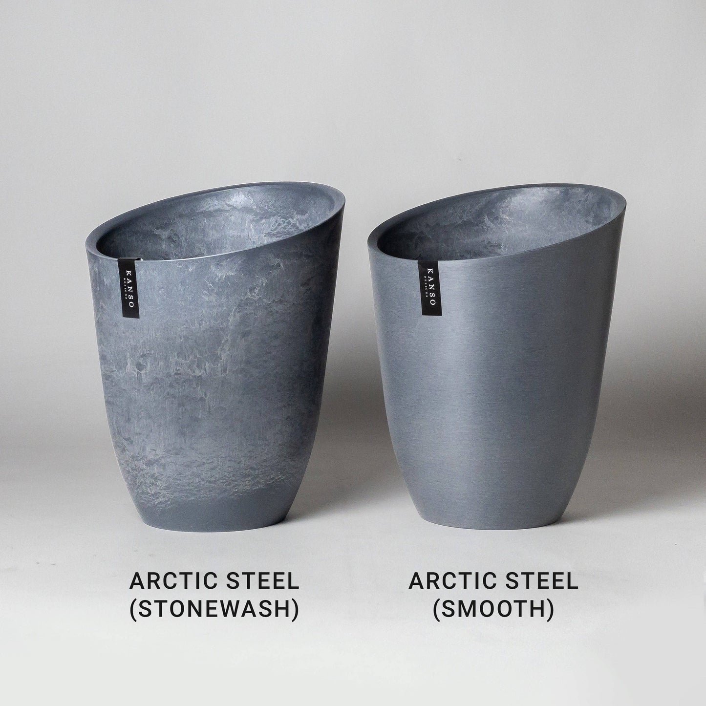 Kanso Designs Funnel Tall Planter Pot- Arctic (Stonewash) 11"