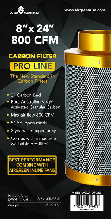 AirGreen Carbon Filter 8"x40" 1180 CFM