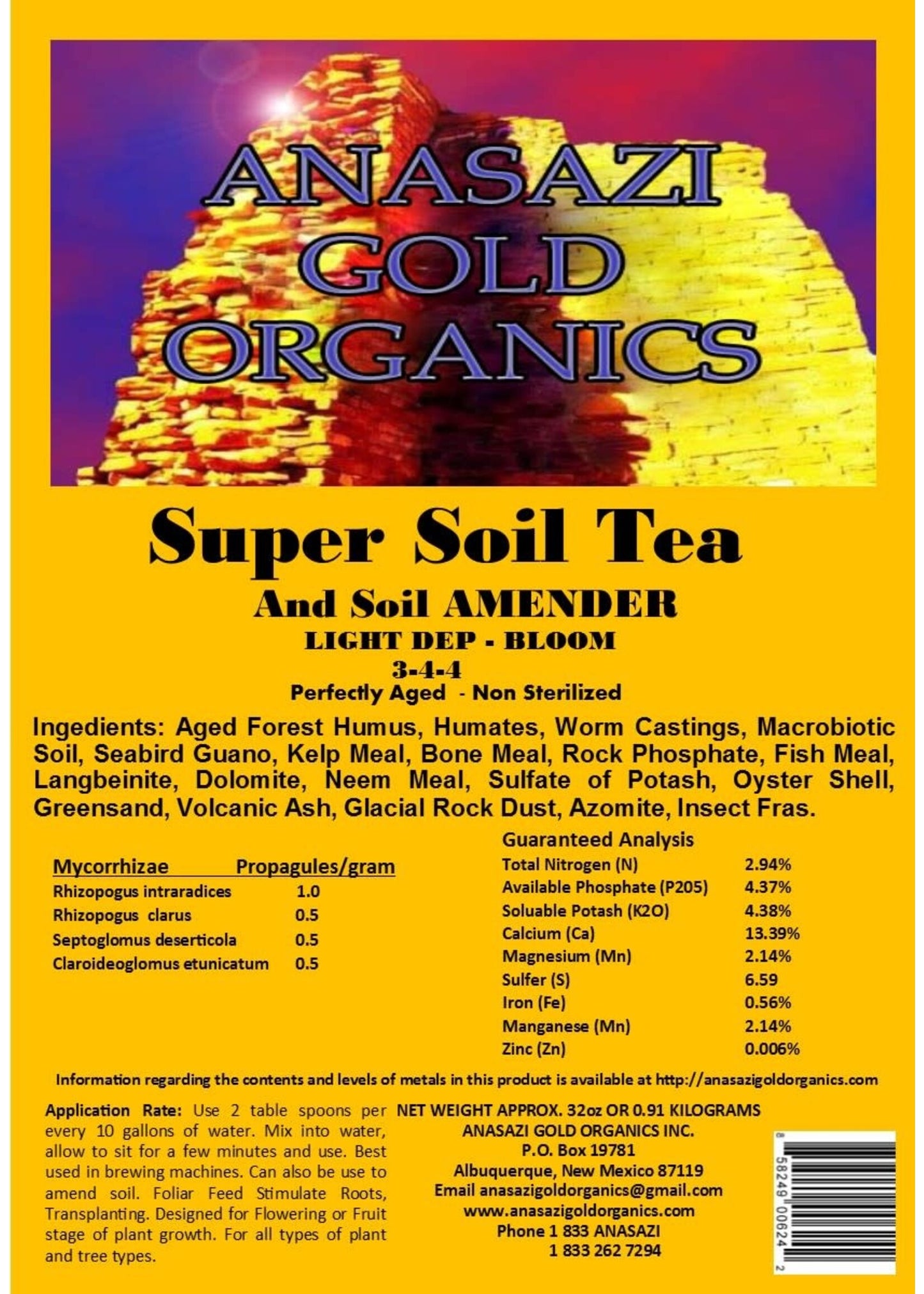 Anasazi Gold Soil Tea Bloom (2 Lb)