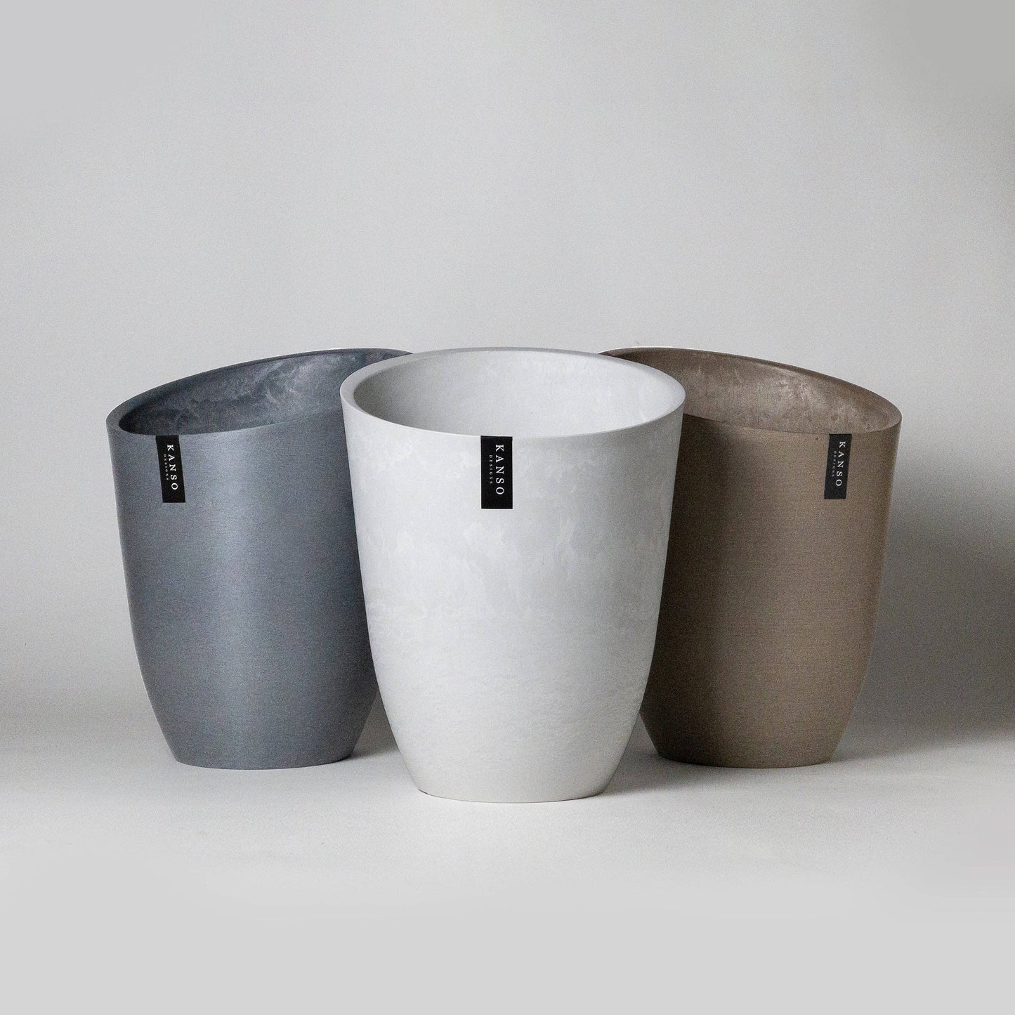 Kanso Designs Funnel Tall Planter Pot- Arctic (Stonewash) 11"