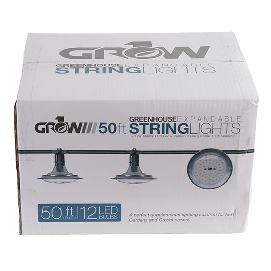 Grow1 50’ Greenhouse LED Expandable String Lights (12 Bulbs)