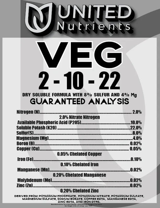United Nutrients Veg (2-10-22) 25 LB bag