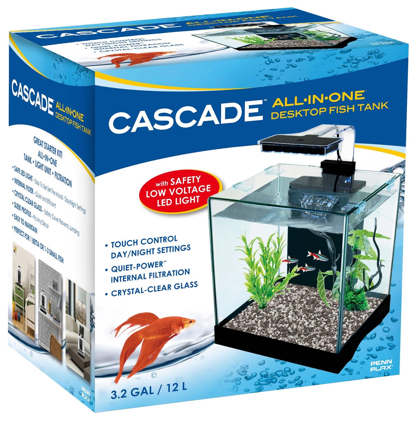 Cascade All-in-One Desktop Aquarium Kit – 3.2 Gallons
