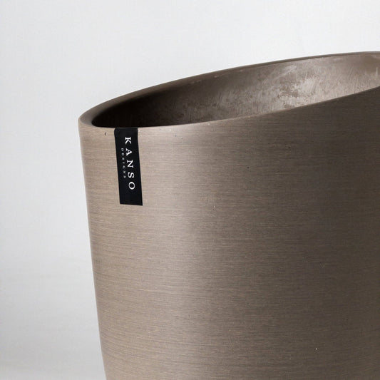 Kanso Designs Funnel Tall Planter Pot- Beachwood 11"