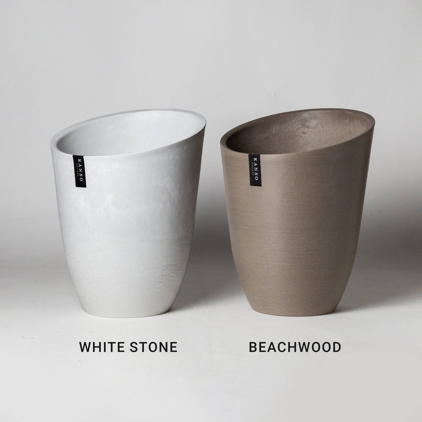 Kanso Designs Funnel Tall Planter Pot- Beachwood 11"