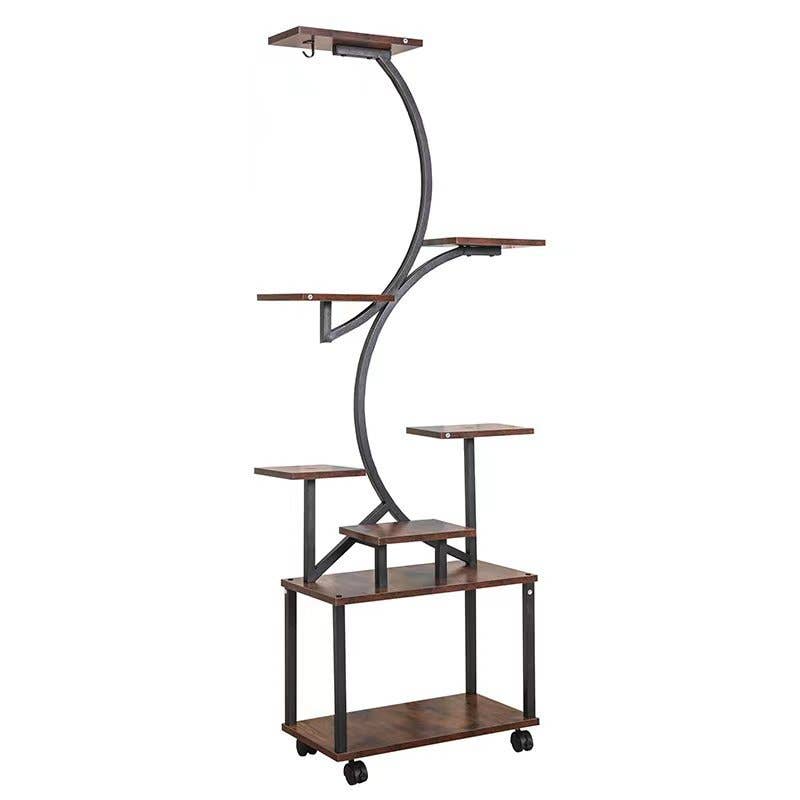 8-Tier Plant Stand with Grow Lights- 61" Tall Metal Black