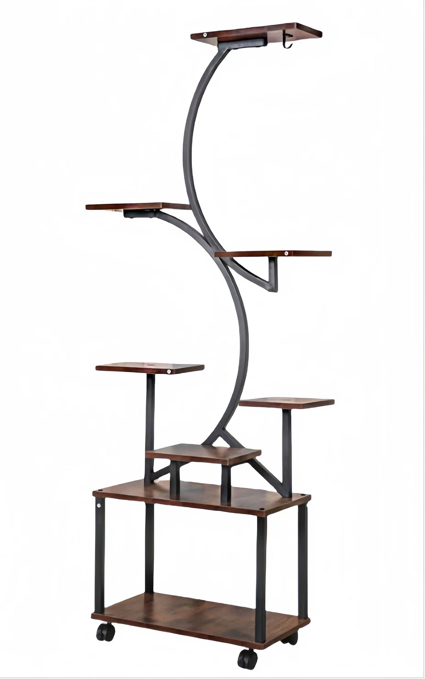 8-Tier Plant Stand with Grow Lights- 61" Tall Metal Black