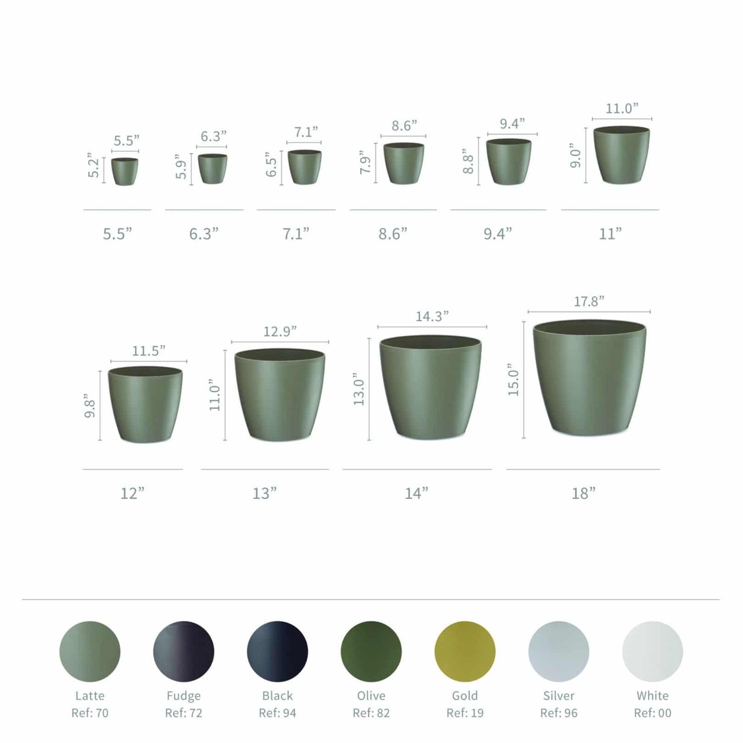 Eva Small Modern Houseplant Pot - Pack of 6: White / 5.5" W