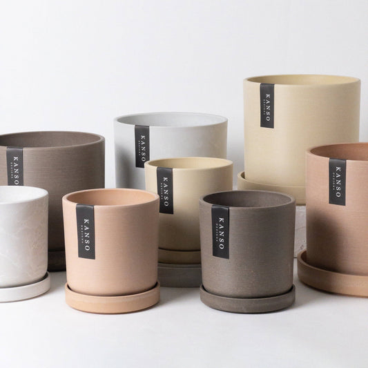 Kanso Designs Signature Planters & Saucer- Beachwood 7"