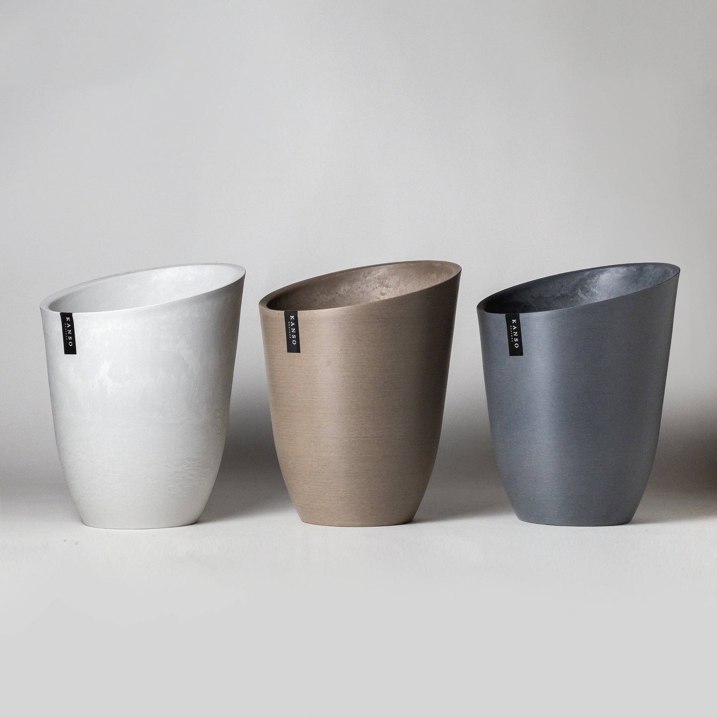 Kanso Designs Funnel Tall Planter Pot- Arctic (Stonewash) 11"