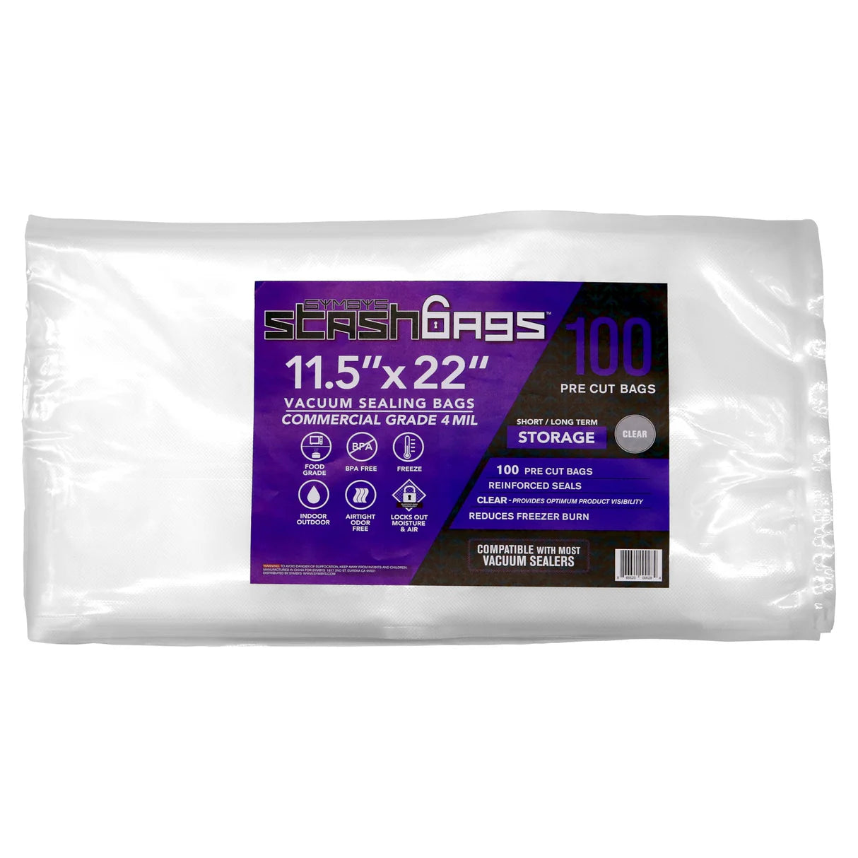Stash Bags All Clear (11.5X22) (100 pcs)