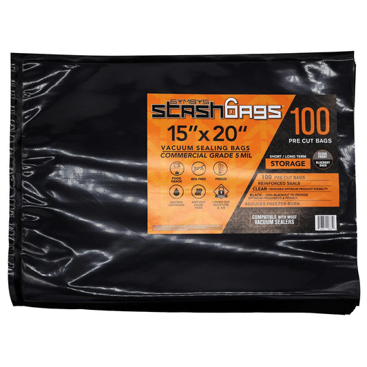 Stash Bags Deluxx Black/Clear 15X20 (100PCS) (5 packs/case)